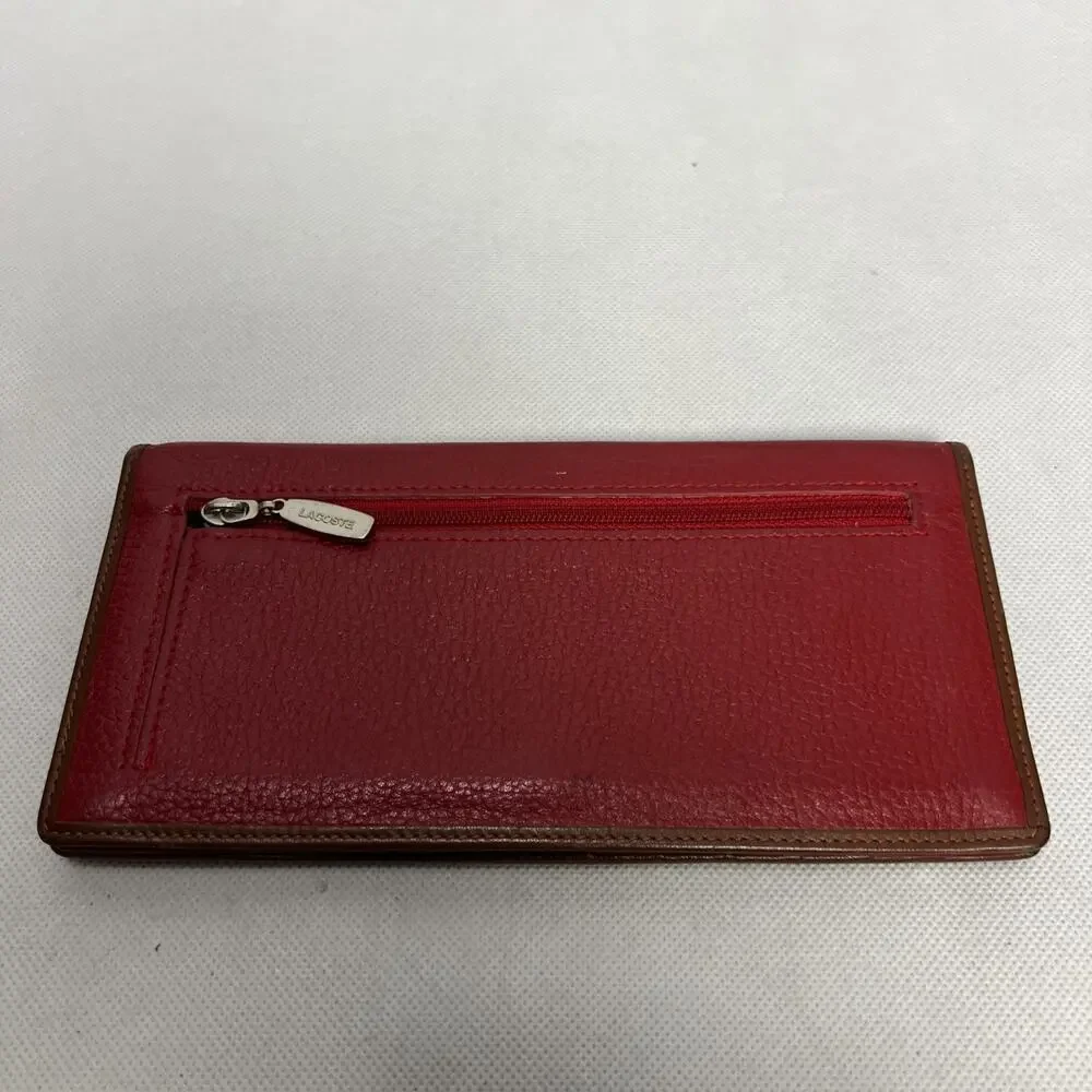Lacoste Women's Long Wallet Red Pebbled Leather